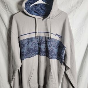 Jeep Gray and Blue Men's Hoodie